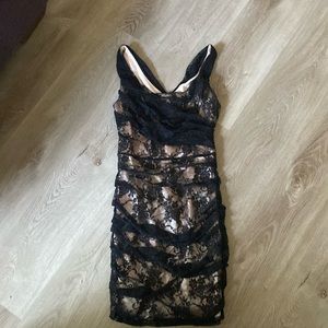 Cream and black lace express dress